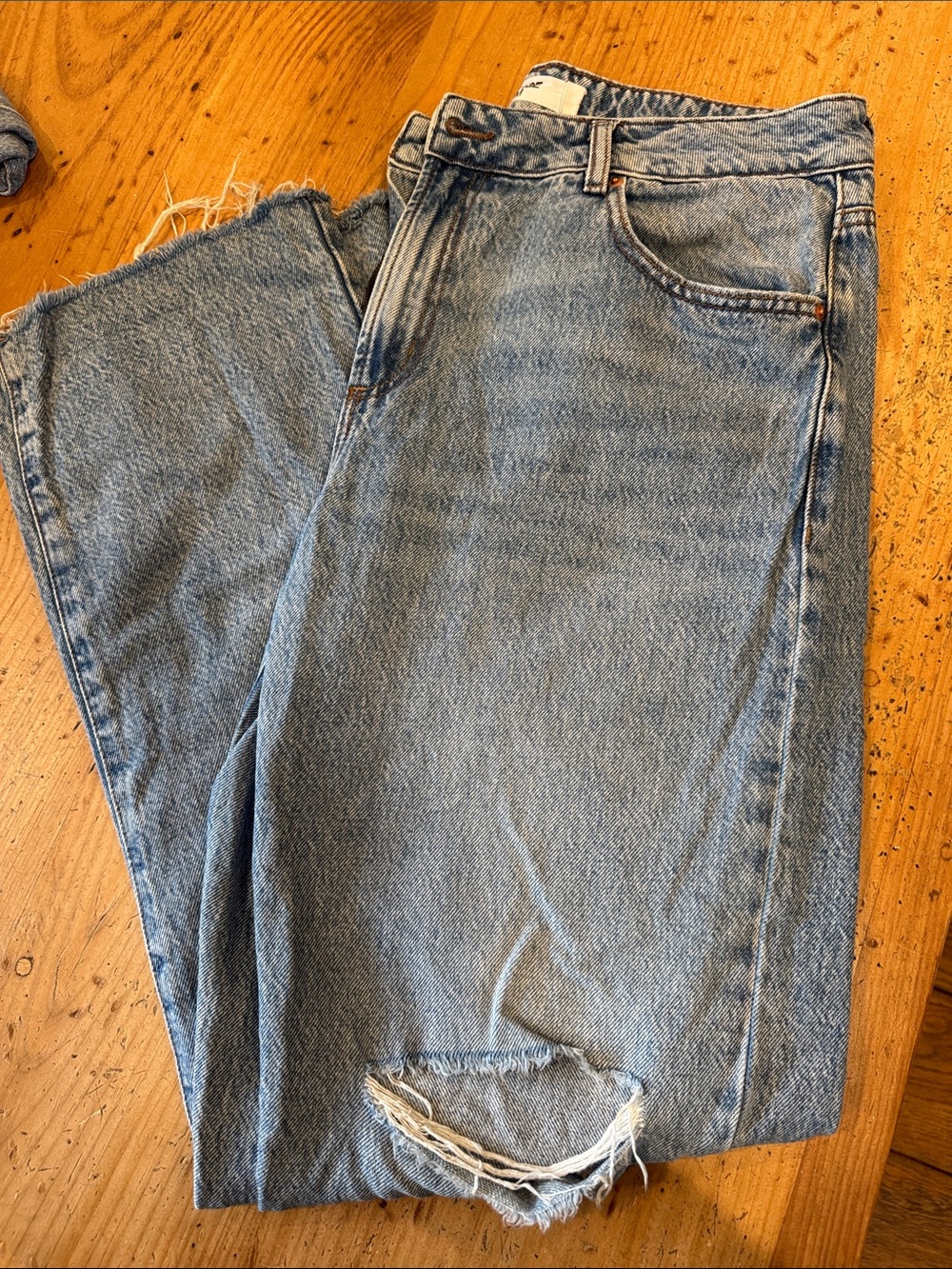 Light Wash Distressed Straight-Leg Jeans